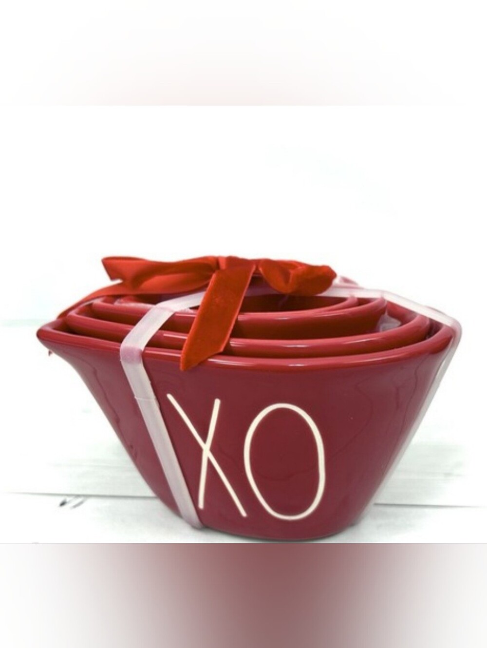 New Rae Dunn Red XO Ceramic Measuring Cups- Home Kitchen